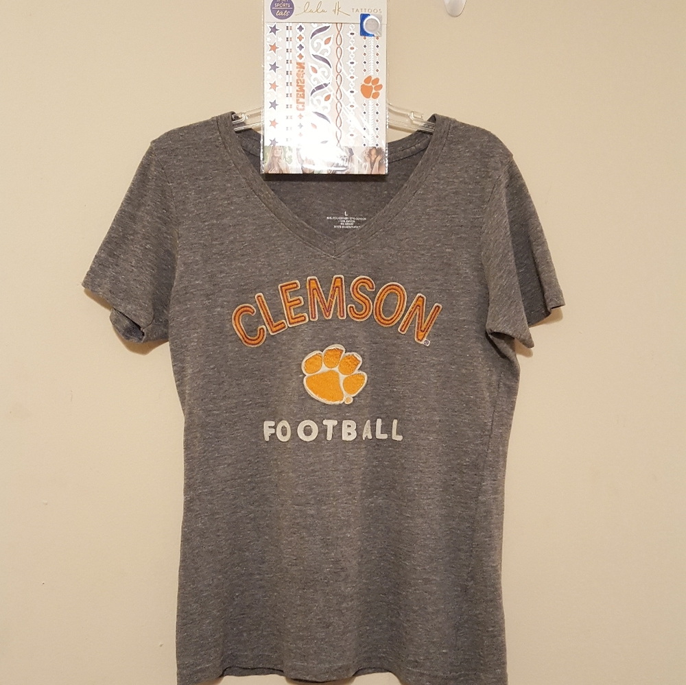 Women's Size L Clemson Shirt and Tattoo Set